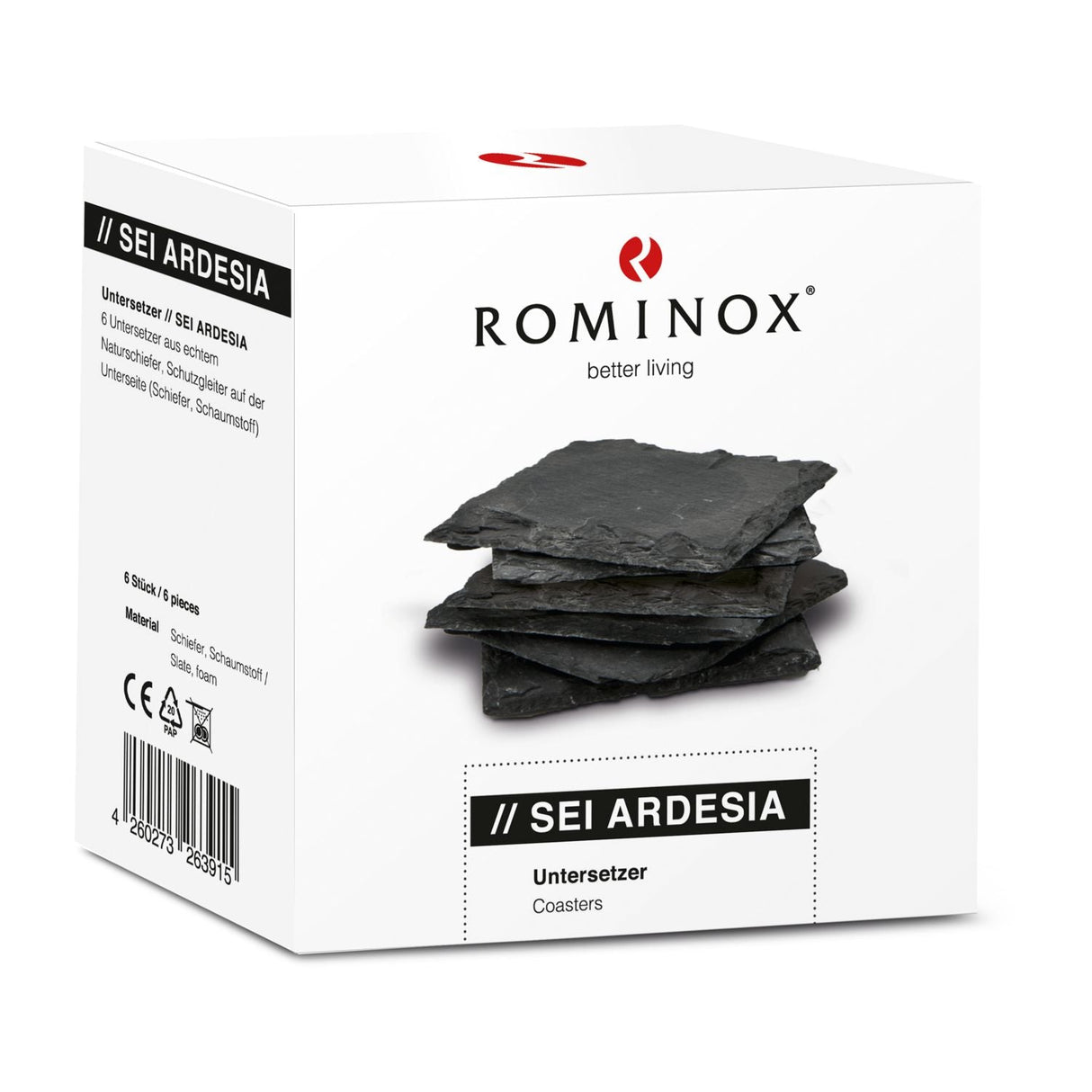 Ensemble de 6 sous-verres ROMINOX®//Sei Ardesia — Ardoise