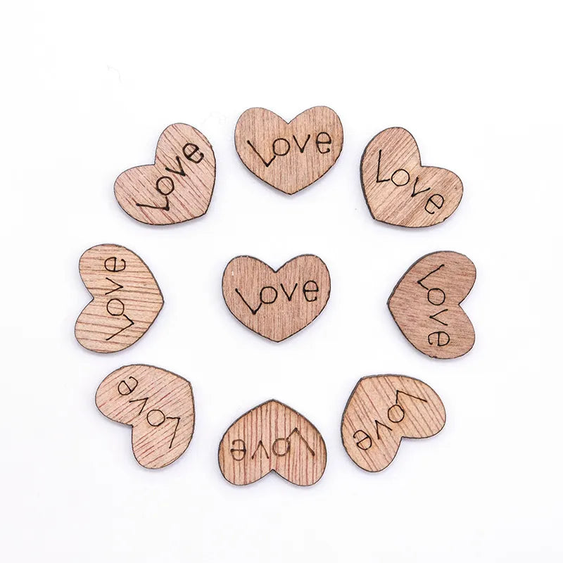 Mini cœur d'amour en bois pour décoration de table ou coffret cadeau, 100 pièces, accessoires artisanaux, décoration rustique pour fête de mariage, Saint-Valentin, anniversaire, occasions uniques