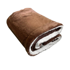 Plaid polaire doublé imitation "Mouton" Marron